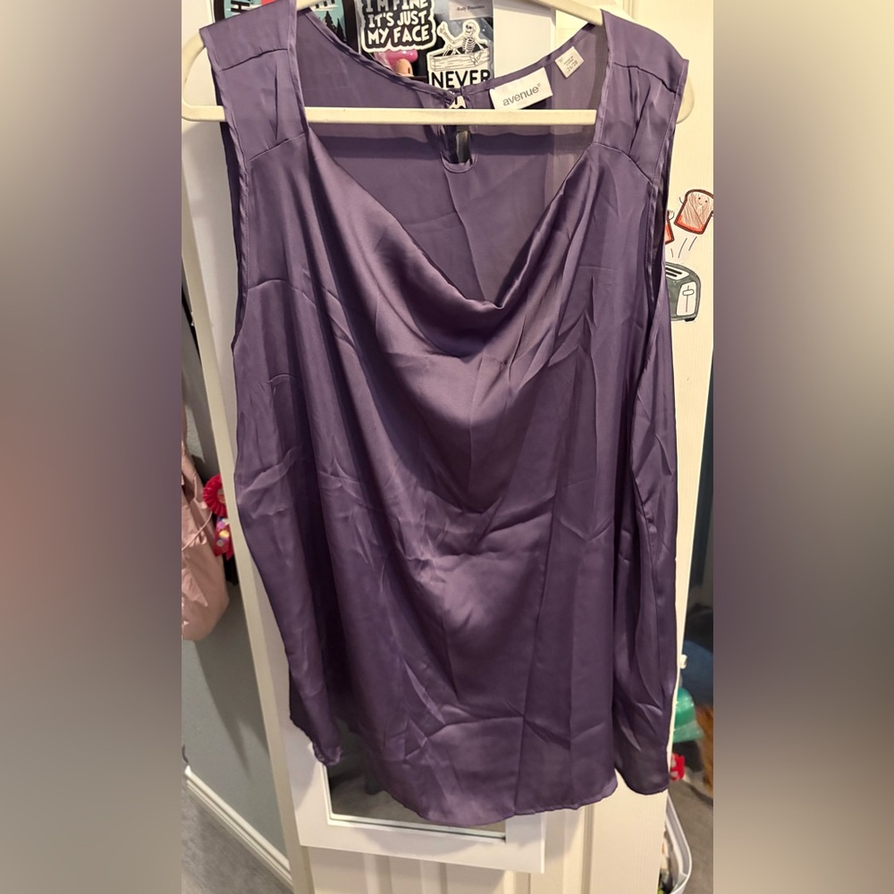 324- Avenue iris purple Satin Cowl Neck Sleeveless Top